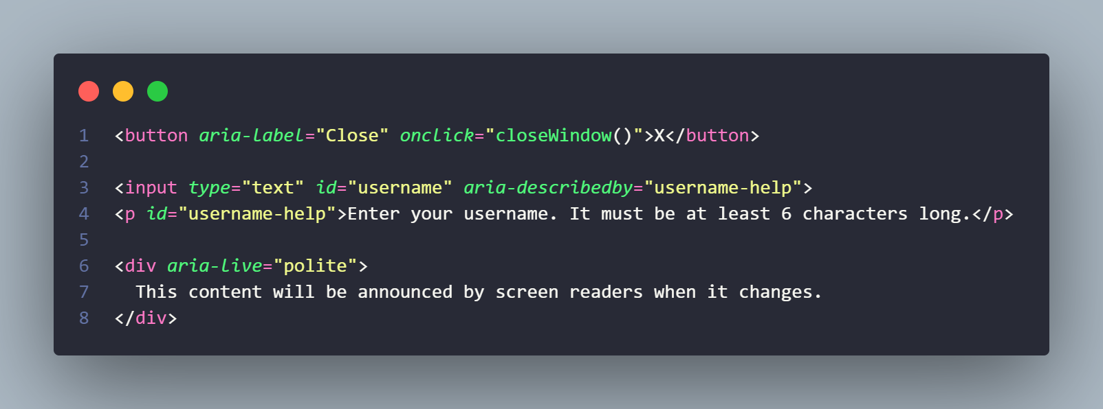 ARIA attributes - examples