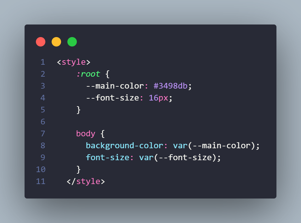 Example of CSS variables